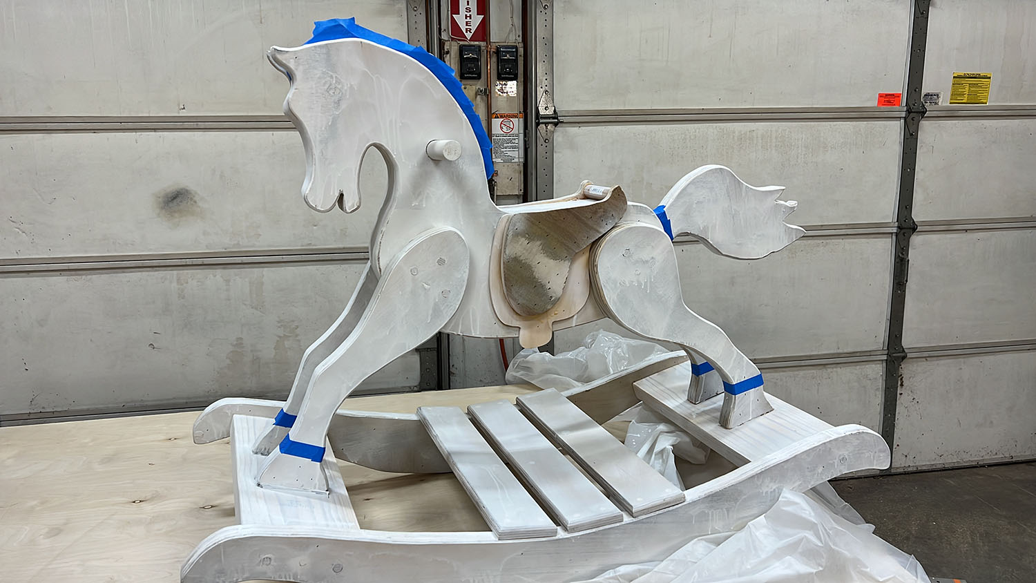 Sanded wooden horse